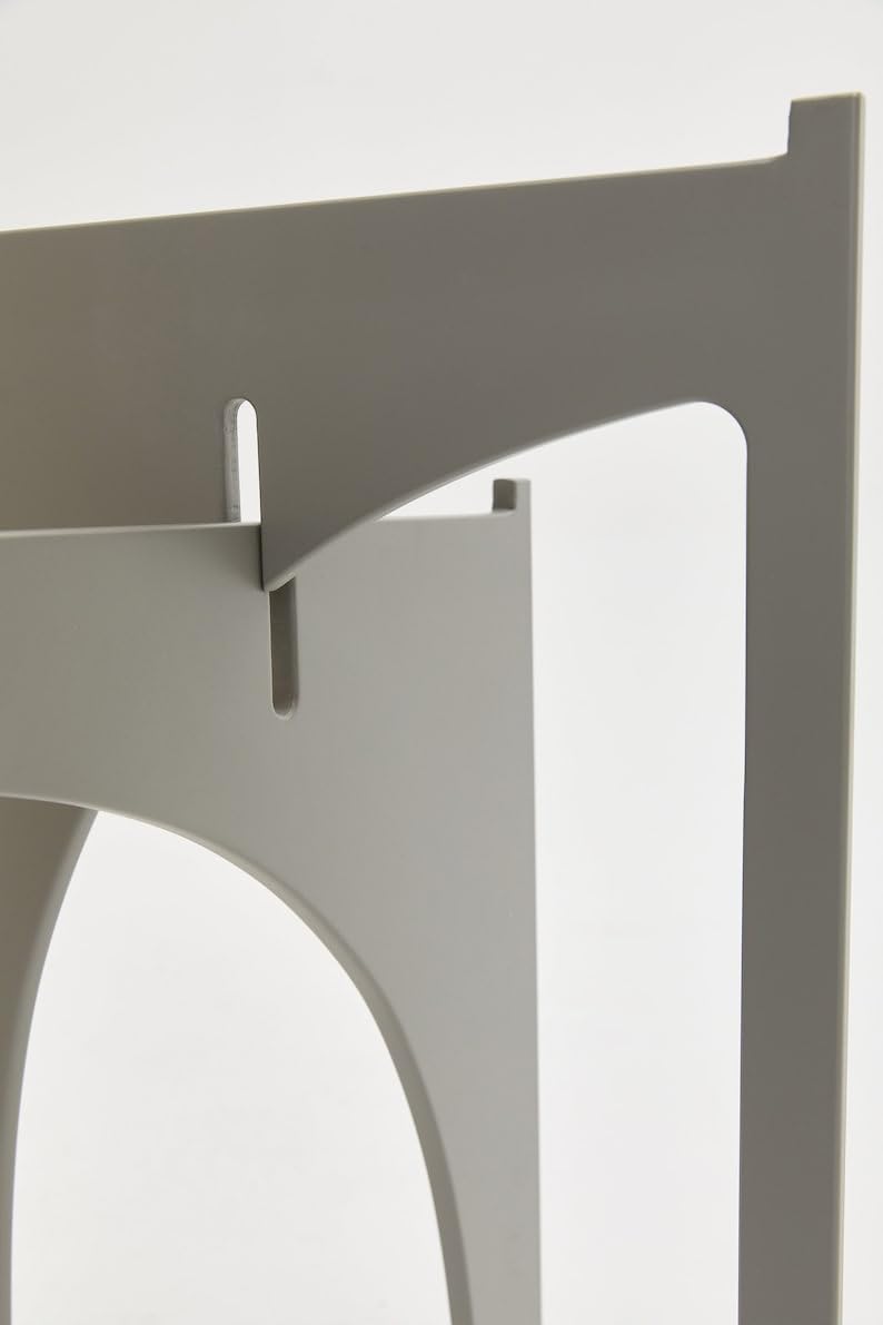 kveer Wood Modern Gothic Arch Side Table, White Wooden Accent Table, Round Top/Folding