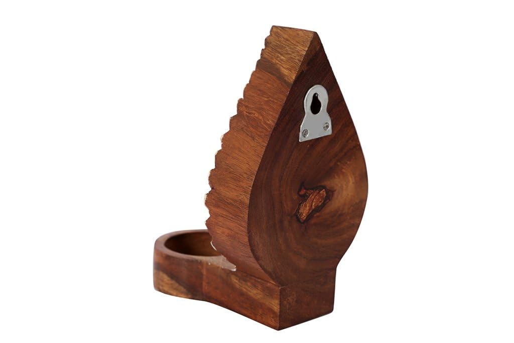 kveer Handcrafted Wooden Tealight Candle Holder | Decorative Leaf Design | Vintage Wood Tea Light Stand for Home, Office & Pooja Décor