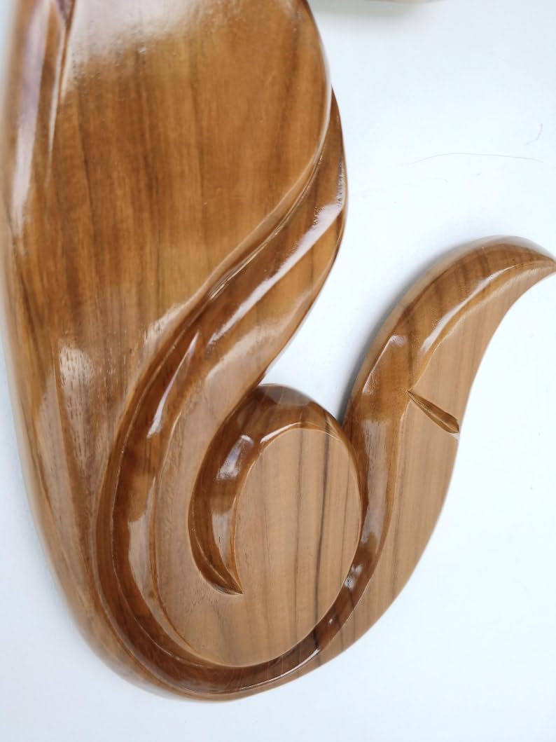 kveer wood Wooden Fox Wall Art – Handcrafted Animal Carving for Home Decor | Teak Finish | Nature-Inspired Rustic Wall Hanging | 12x6 inch
