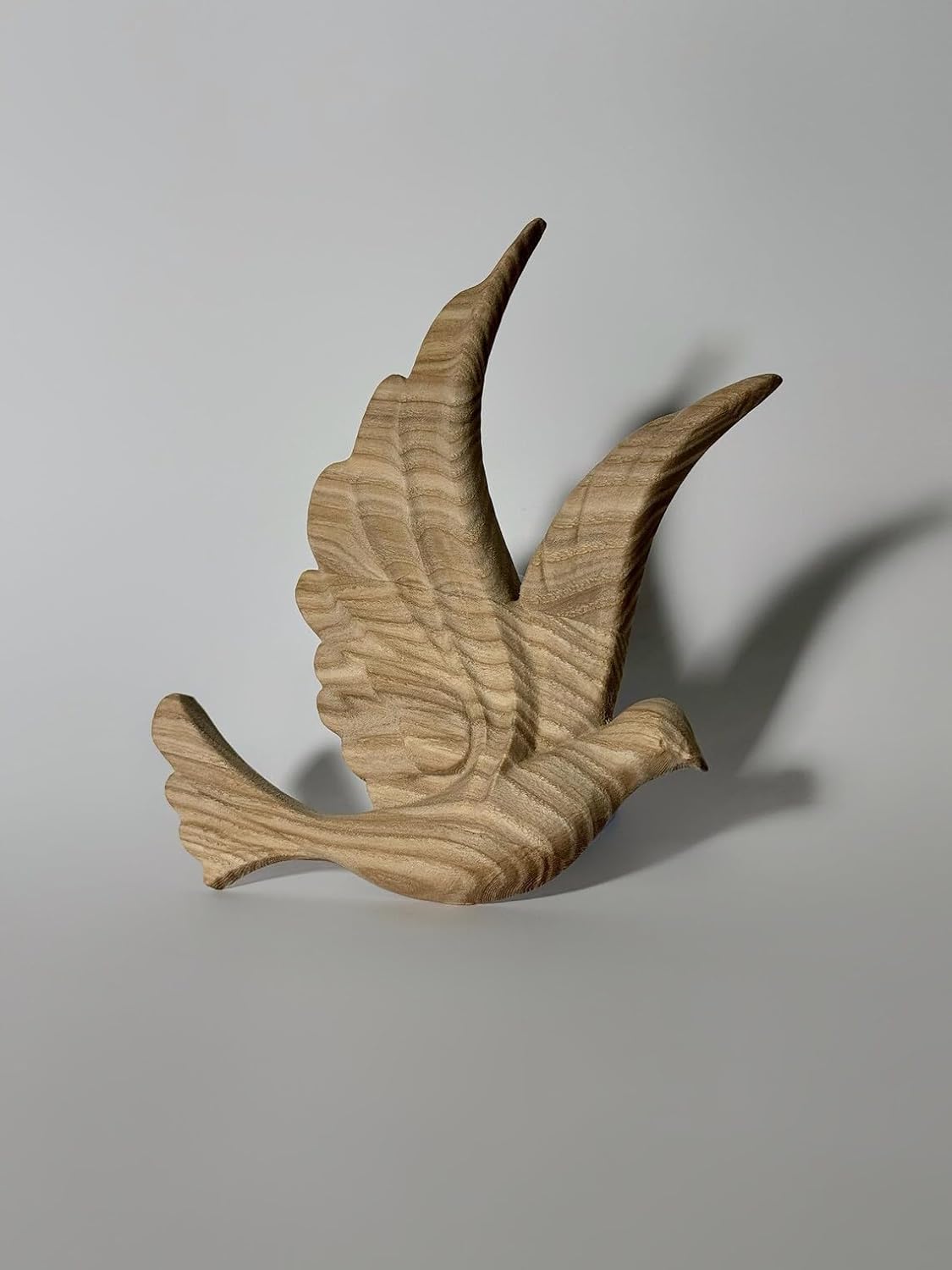 kveer wood Handcrafted Wooden Dove Wall Art, Natural Wood Finish, Decorative Bird Sculpture