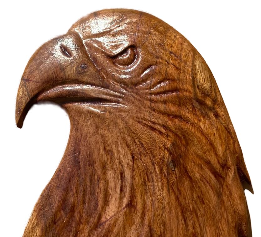 kveer wood Handcrafted Wooden Eagle Head Wall Art – Solid Wood Carving | Rustic Animal Décor | Bald Eagle Sculpture for Home, Cabin, or Office – Unique Wildlife Gift
