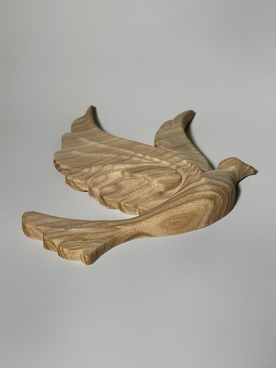 kveer wood Handcrafted Wooden Dove Wall Art, Natural Wood Finish, Decorative Bird Sculpture