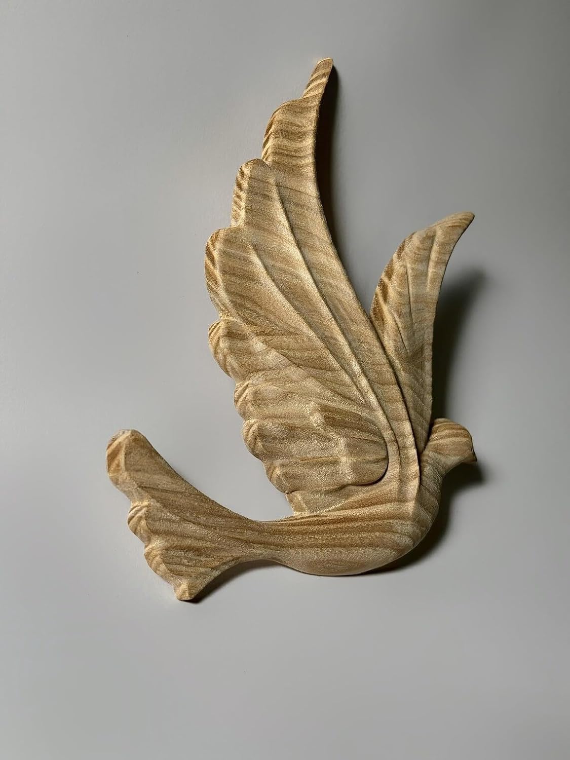 kveer wood Handcrafted Wooden Dove Wall Art, Natural Wood Finish, Decorative Bird Sculpture