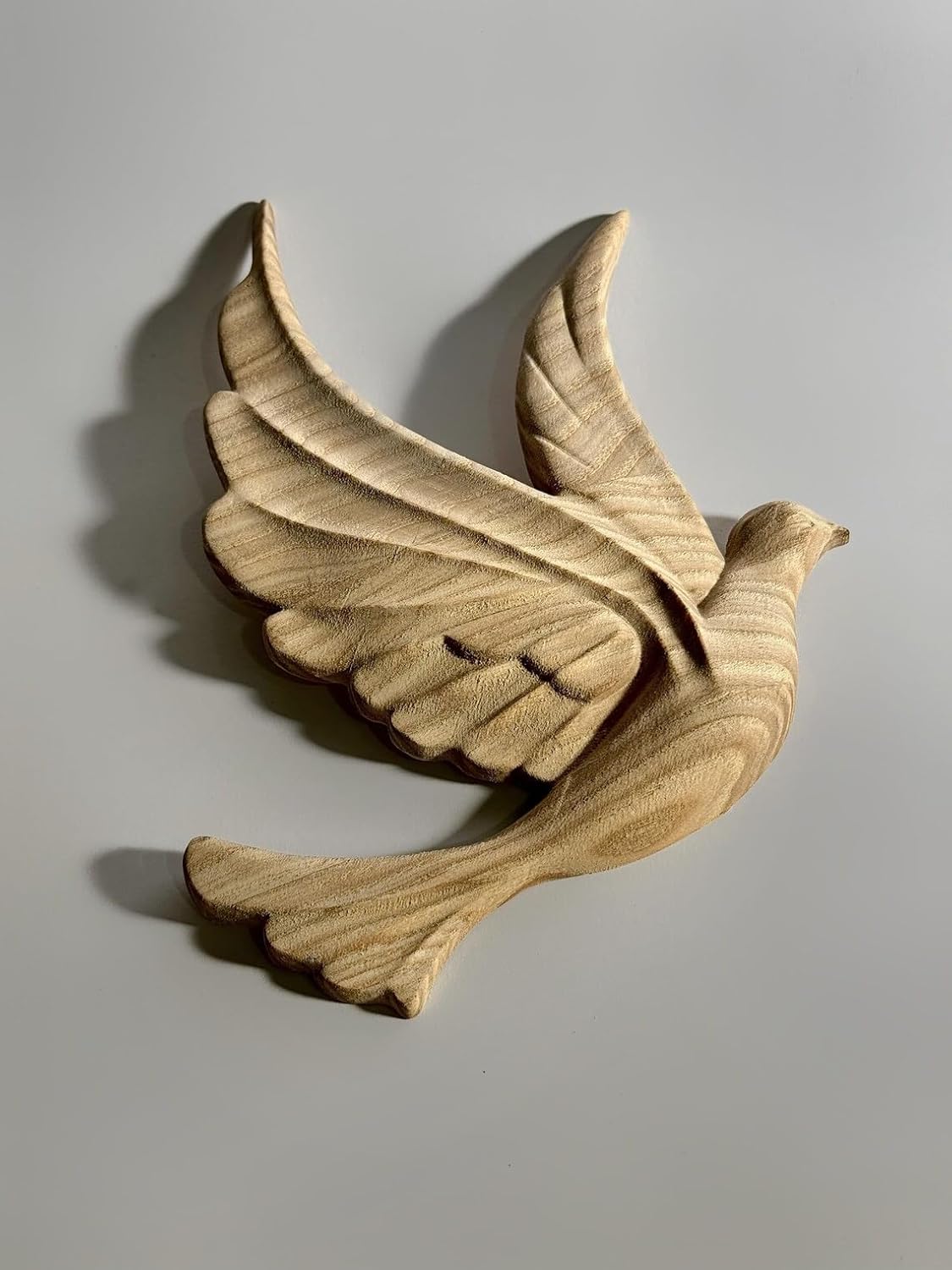 kveer wood Handcrafted Wooden Dove Wall Art, Natural Wood Finish, Decorative Bird Sculpture