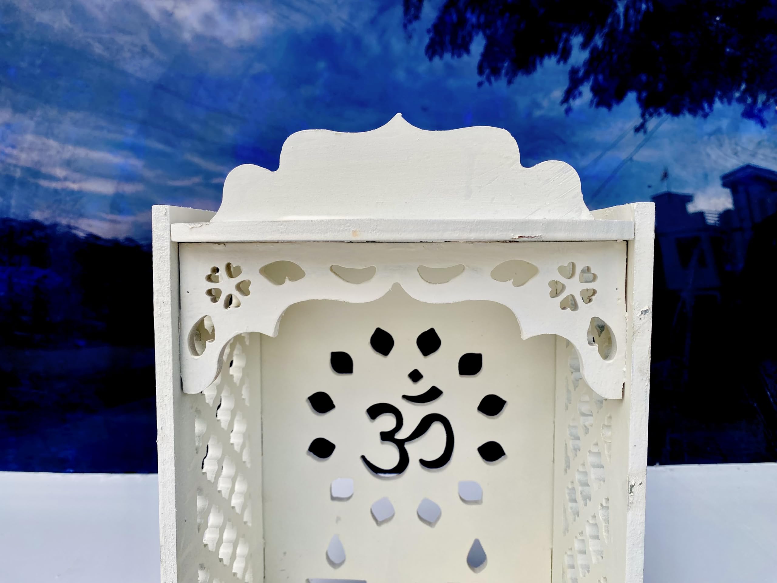 kveer Wood,Wooden Temple for Office,Home,Shop,etc, White Folding (50CM)