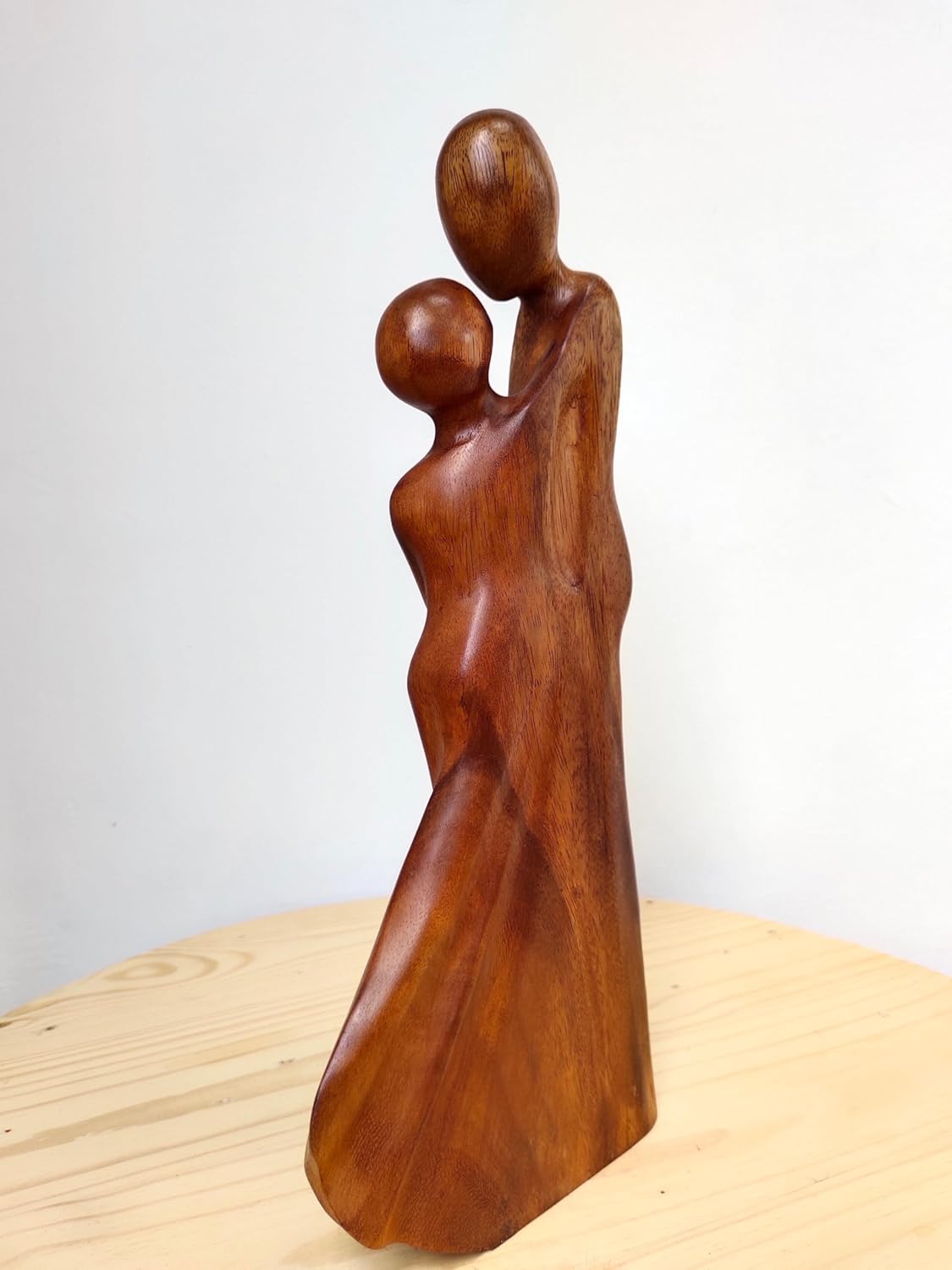kveer Wood Abstract Wooden Couple Sculpture, Handcrafted Decorative Art, Brown