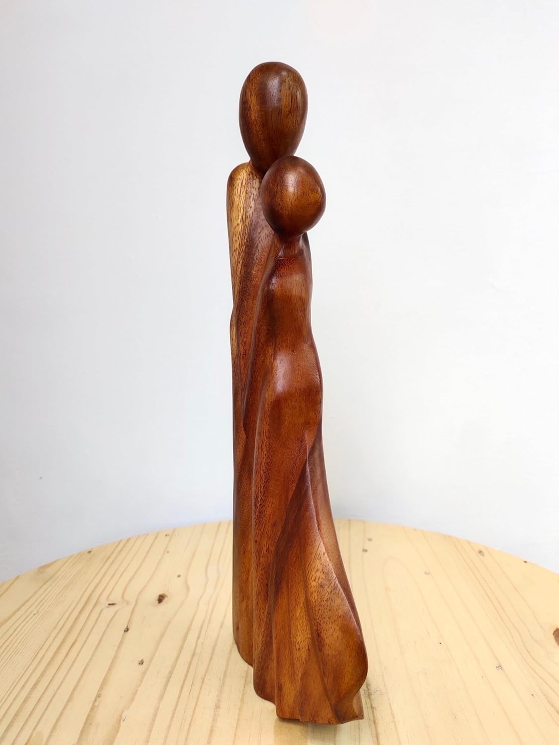 kveer Wood Abstract Wooden Couple Sculpture, Handcrafted Decorative Art, Brown