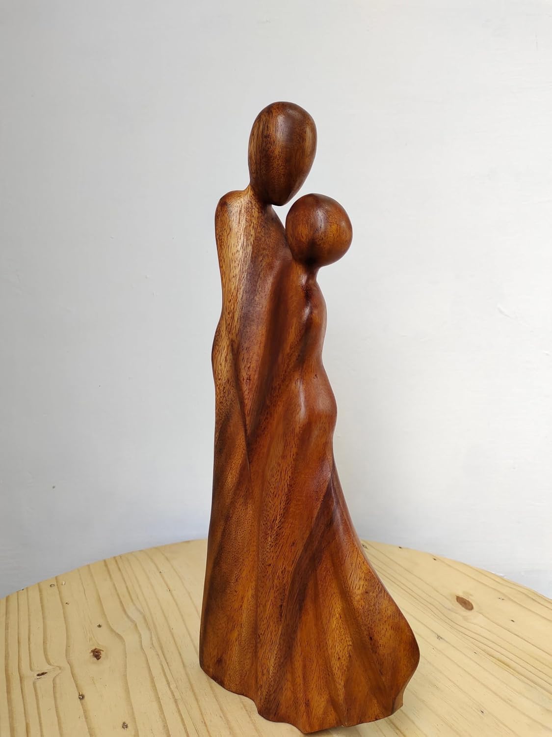 kveer Wood Abstract Wooden Couple Sculpture, Handcrafted Decorative Art, Brown