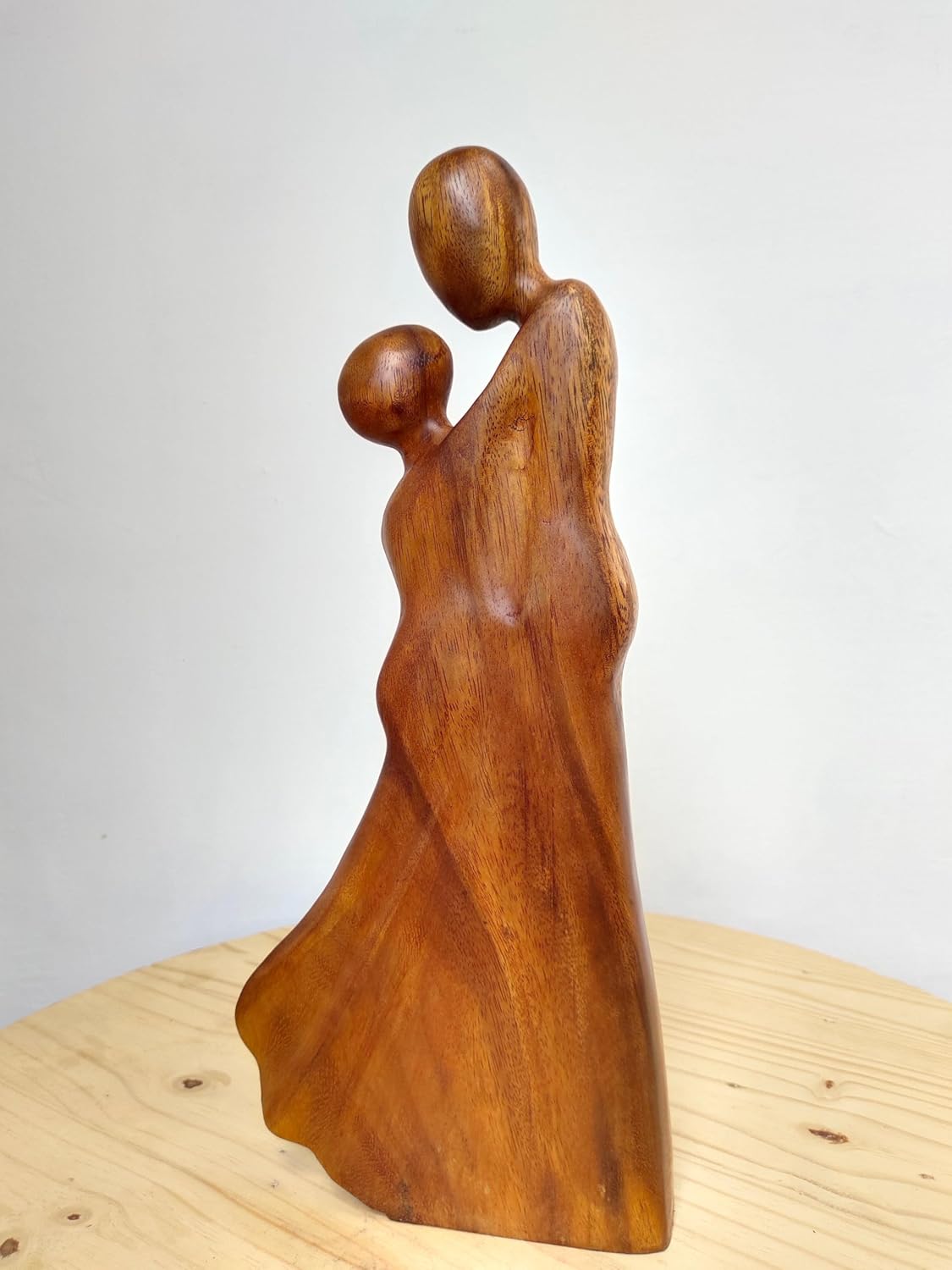 kveer Wood Abstract Wooden Couple Sculpture, Handcrafted Decorative Art, Brown