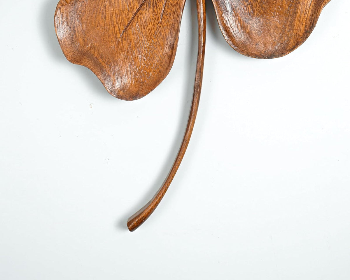 kveer Wooden Four-Leaf Clover Wall Decor, Natural Wood Finish, Lucky Shamrock Home Decoration