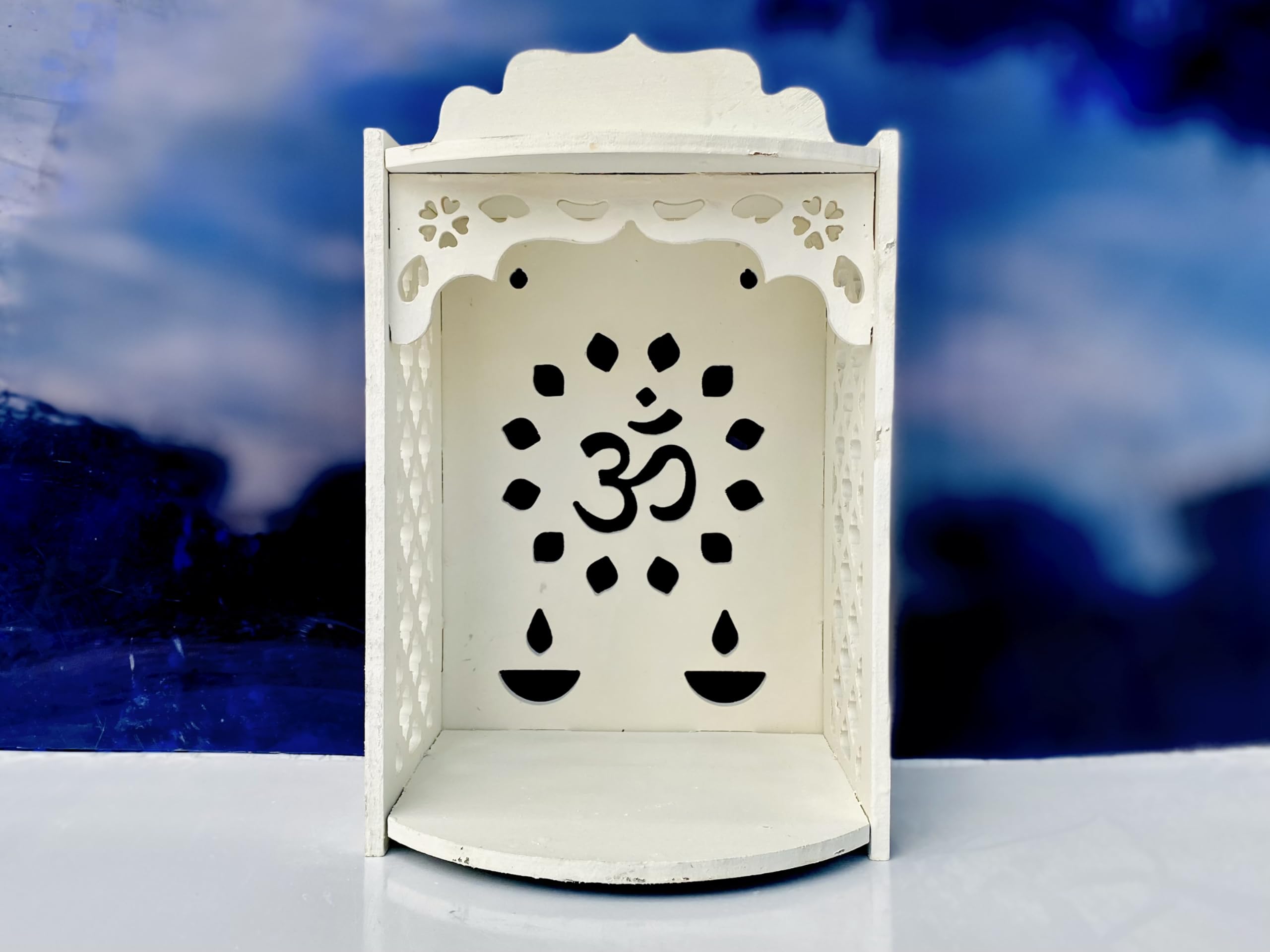 kveer Wood,Wooden Temple for Office,Home,Shop,etc, White Folding (50CM)