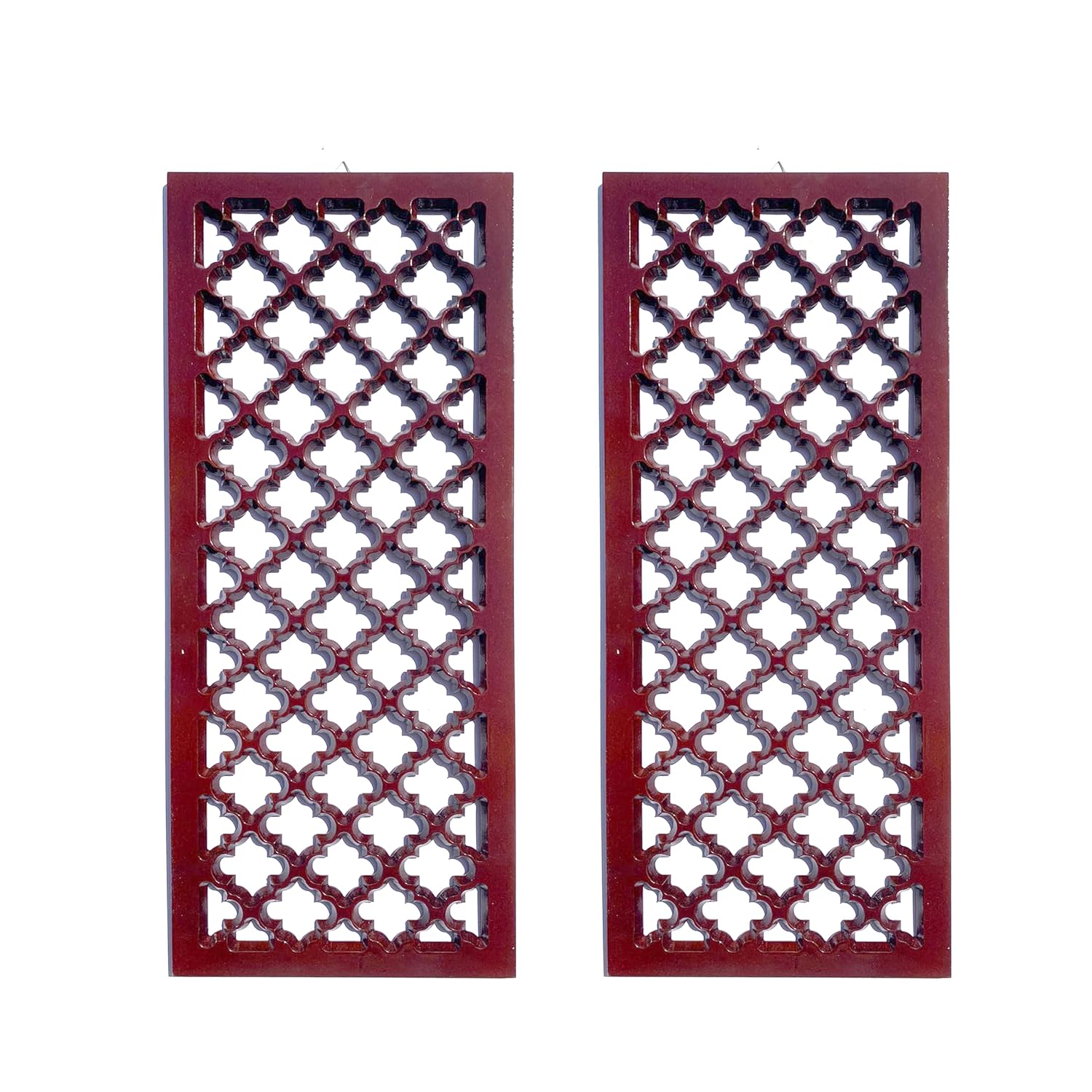 Kveer ss Rectangular Decorative Hand Crafted Wooden Wall Mount Mirror Panel for Living Room | Modern Wall Panels | Wall D?cor, 30 x 12 inch, Brown (Pack of 2)