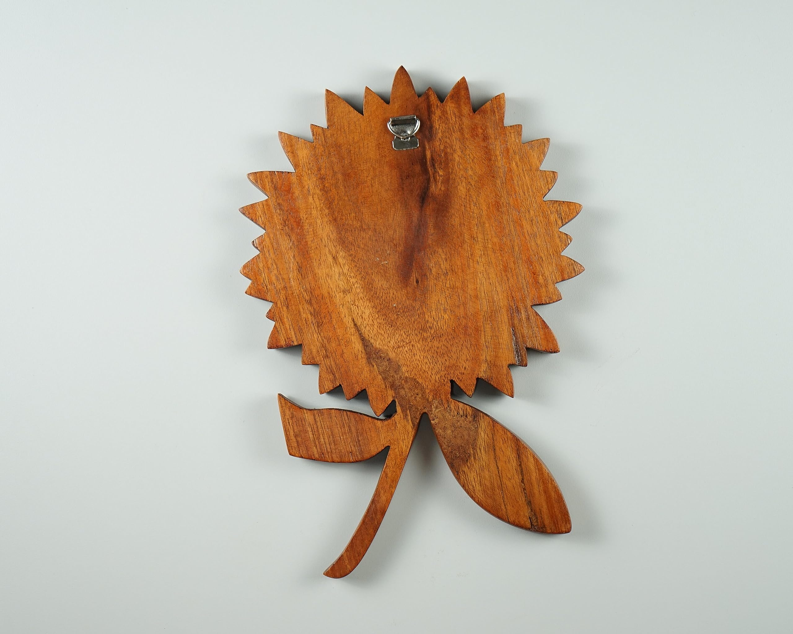 kveer Wood Handcrafted Sunflower Wall Art – Decorative Wooden Flower Hanging for Home & Office Decor – Natural Finish, 12 Inch