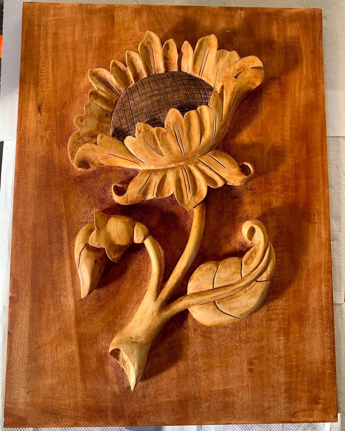 kveer Wood Carving with Sunflower Design WoodcarvingSteven