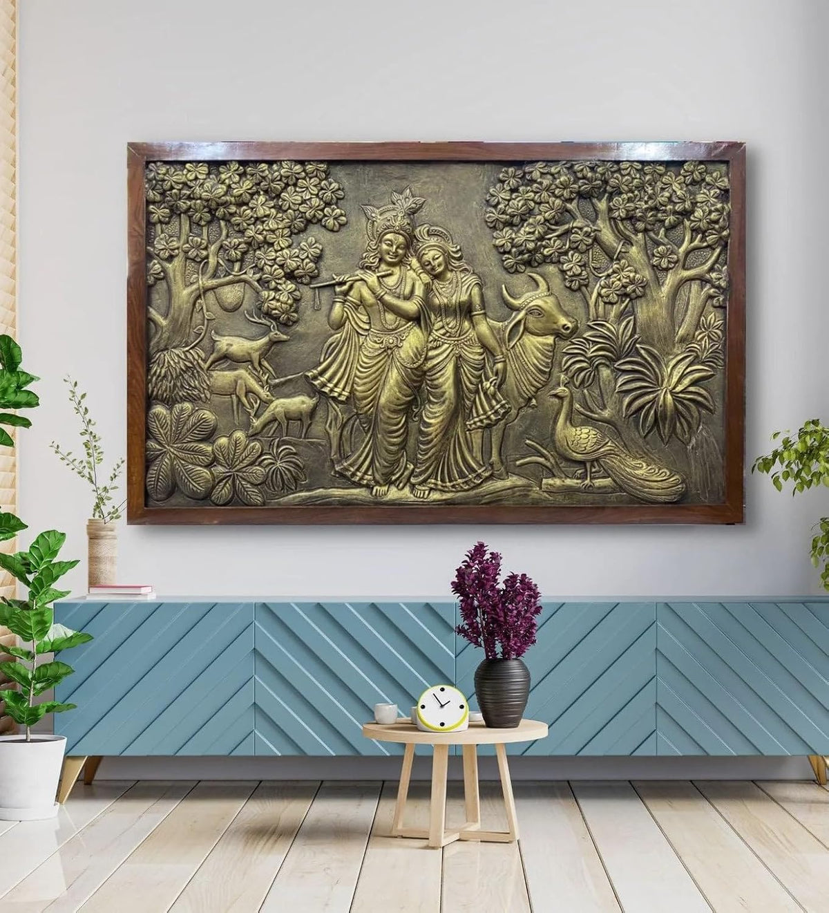 RADHA KRISHNA 5X3 feet 3D wooden WALL Art - Love Art - Art & Collectibles - Unique Wall Hanging Wall Hanging -3D pannal