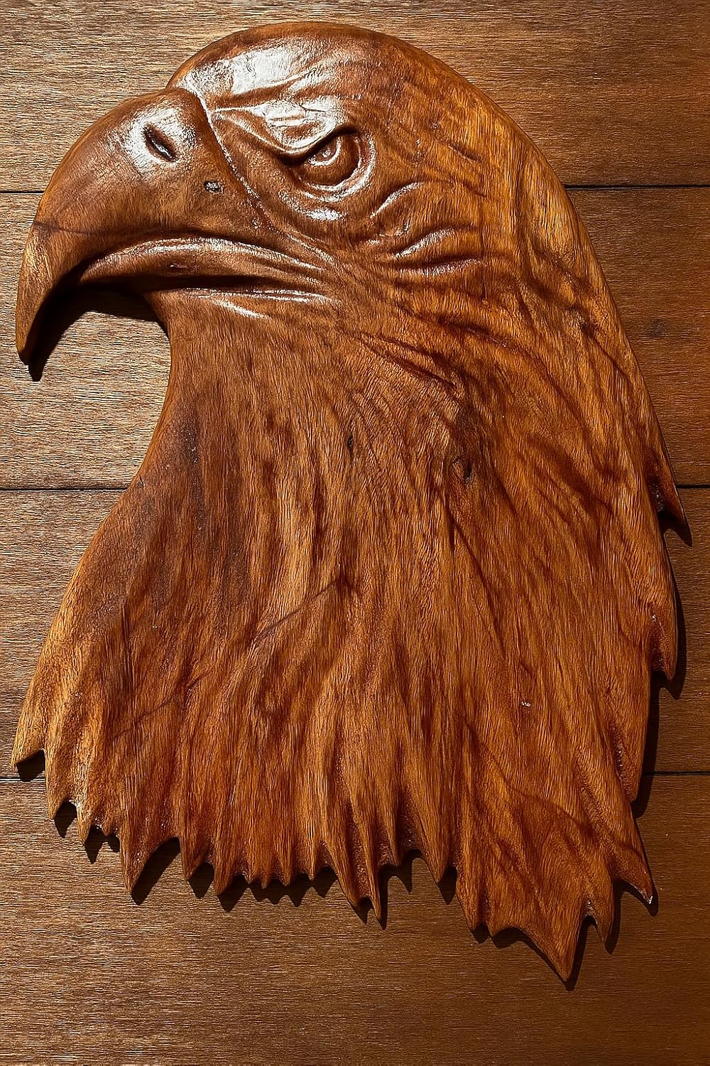 kveer wood Handcrafted Wooden Eagle Head Wall Art – Solid Wood Carving | Rustic Animal Décor | Bald Eagle Sculpture for Home, Cabin, or Office – Unique Wildlife Gift