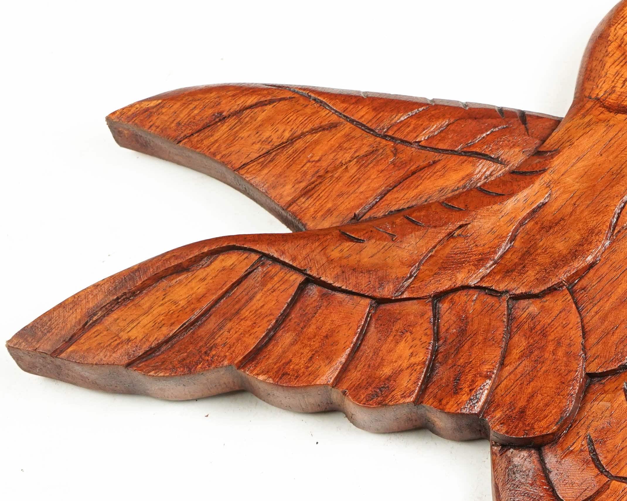 kveer Art Solid Wood Humming Bird Wall Art | Wood Carving | wall Decor | Honey Finish