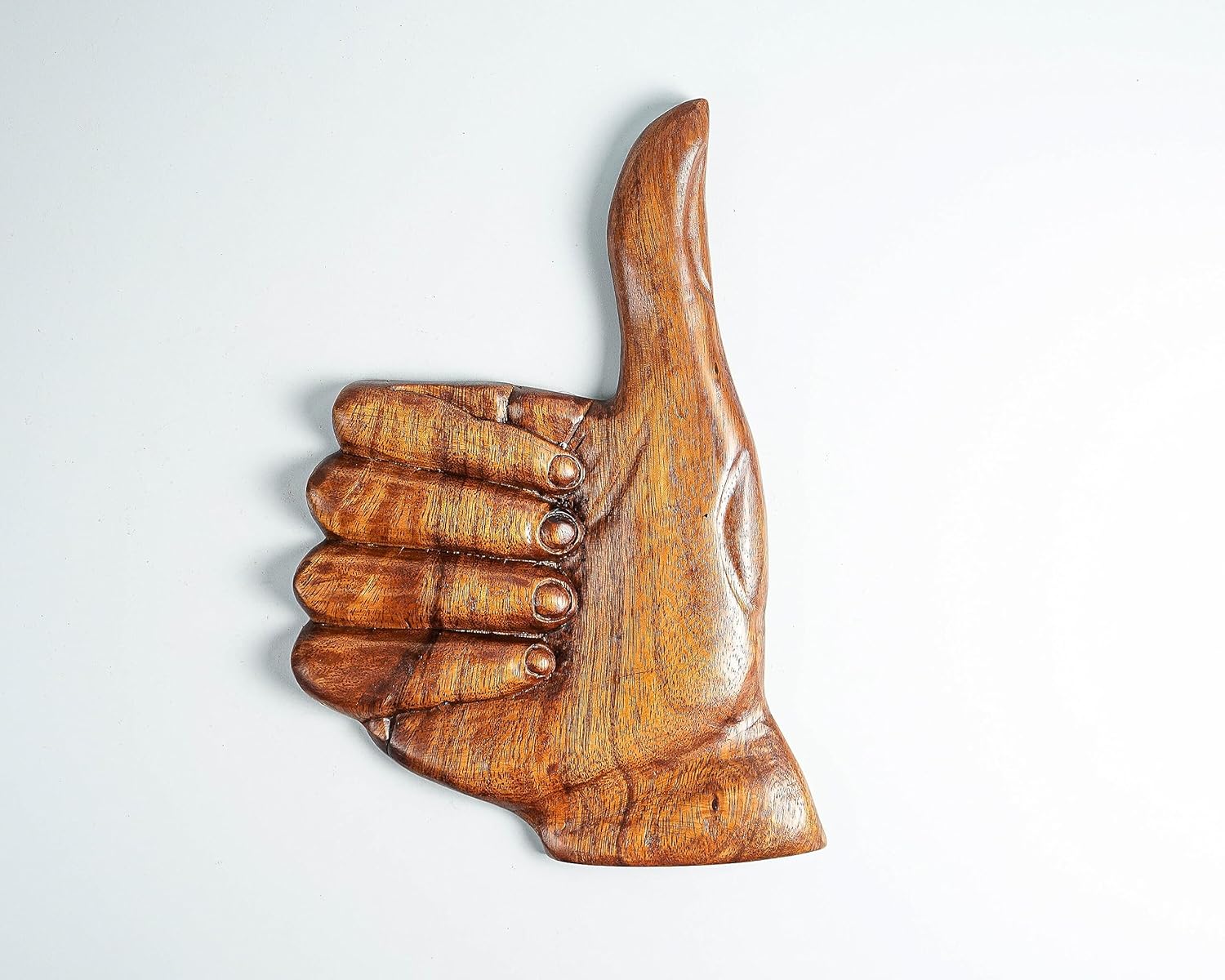 kveer wood Art Solid Wood Good Job Thumbs Up Sign Wall Art | Wood Carving | Room Decor | Honey Finish