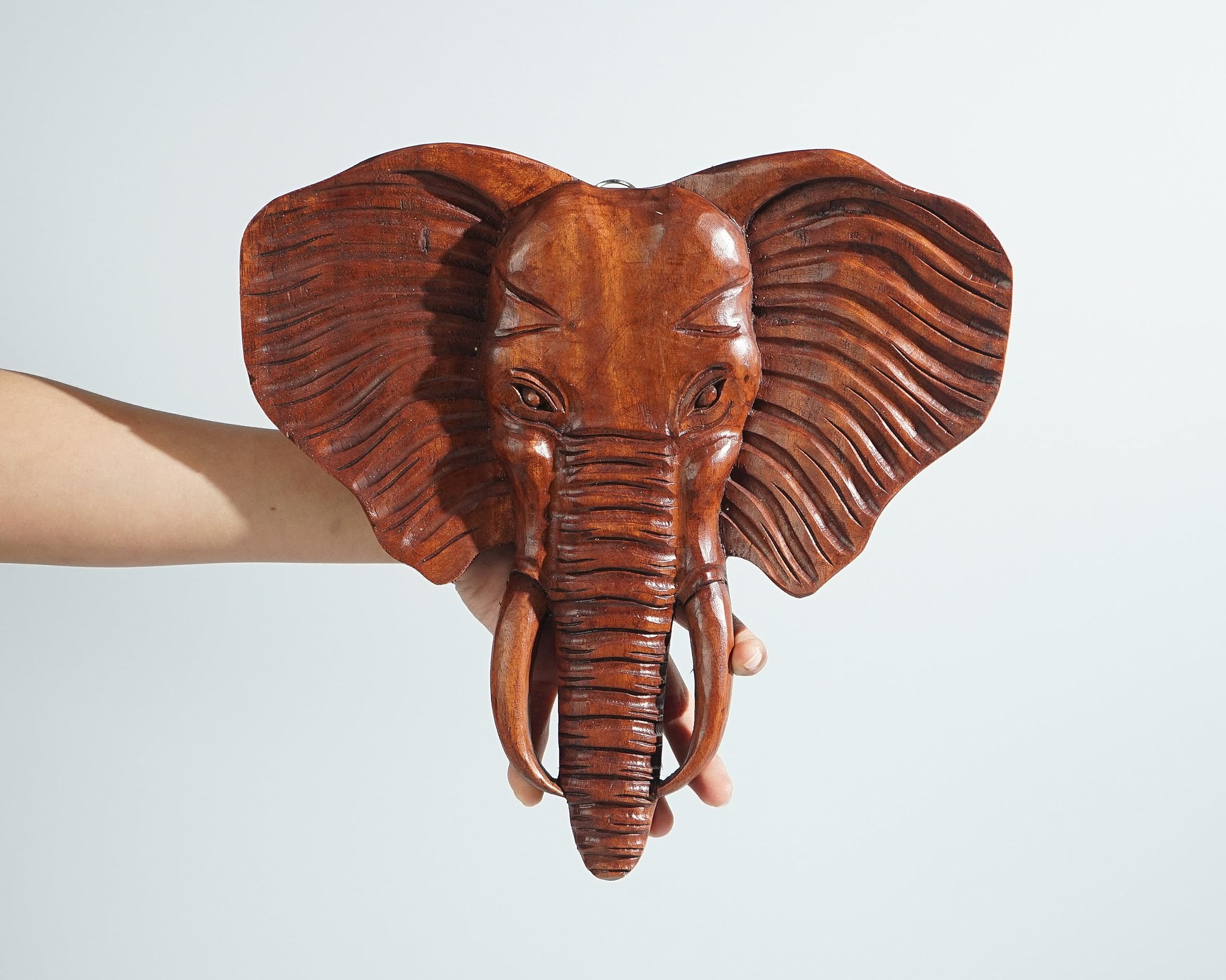 kveer SS Art Solid Wood Elephant Wall Art | Wood Carving | Room Decor | Honey Finish