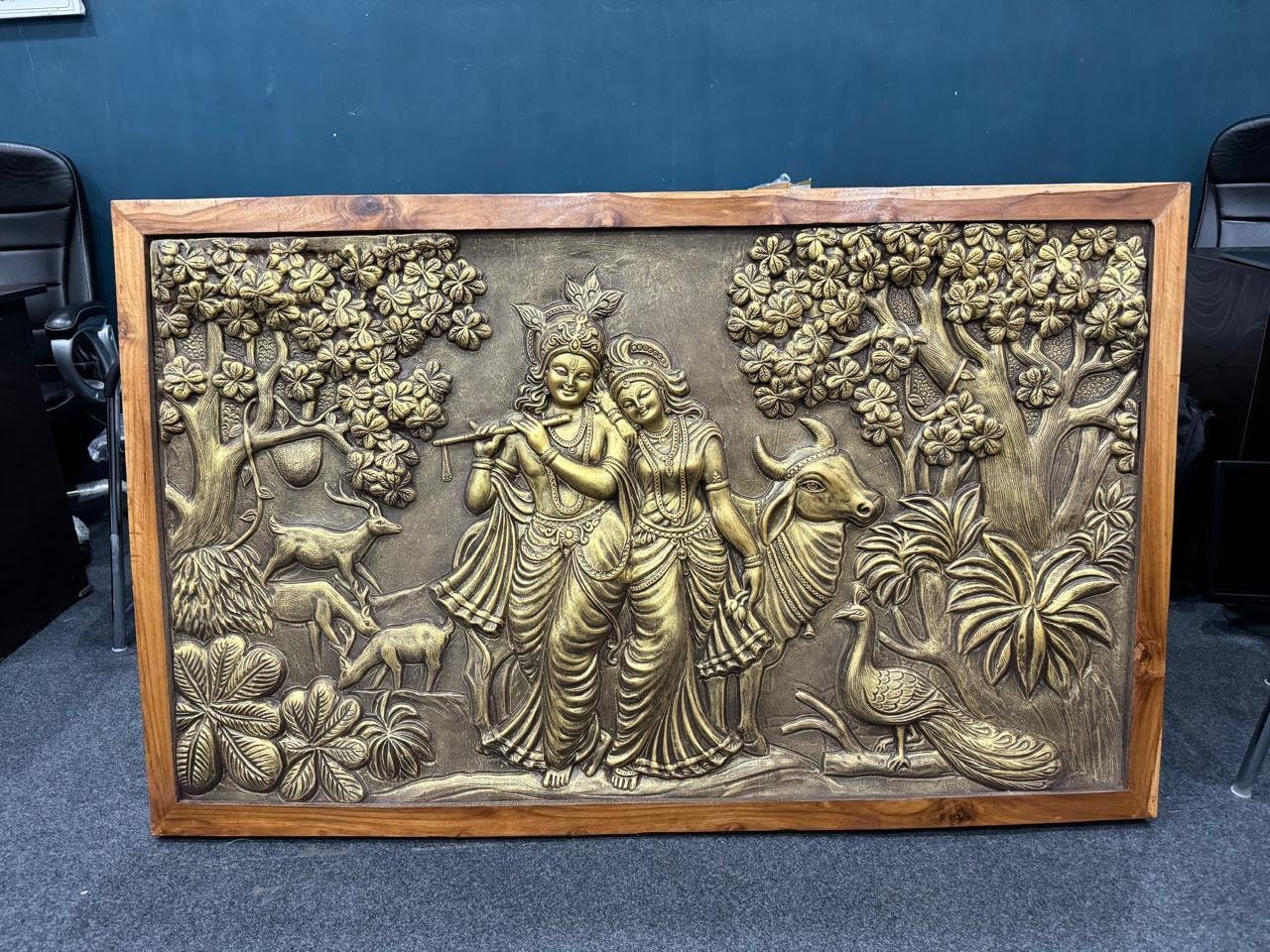 RADHA KRISHNA 5X3 feet 3D wooden WALL Art - Love Art - Art & Collectibles - Unique Wall Hanging Wall Hanging -3D pannal