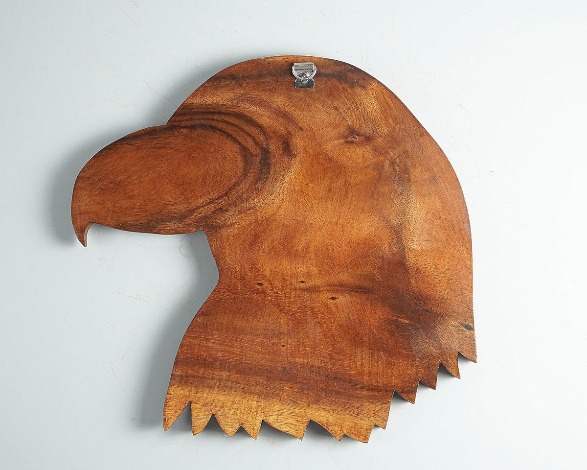 kveer wood Handcrafted Wooden Eagle Head Wall Art – Solid Wood Carving | Rustic Animal Décor | Bald Eagle Sculpture for Home, Cabin, or Office – Unique Wildlife Gift