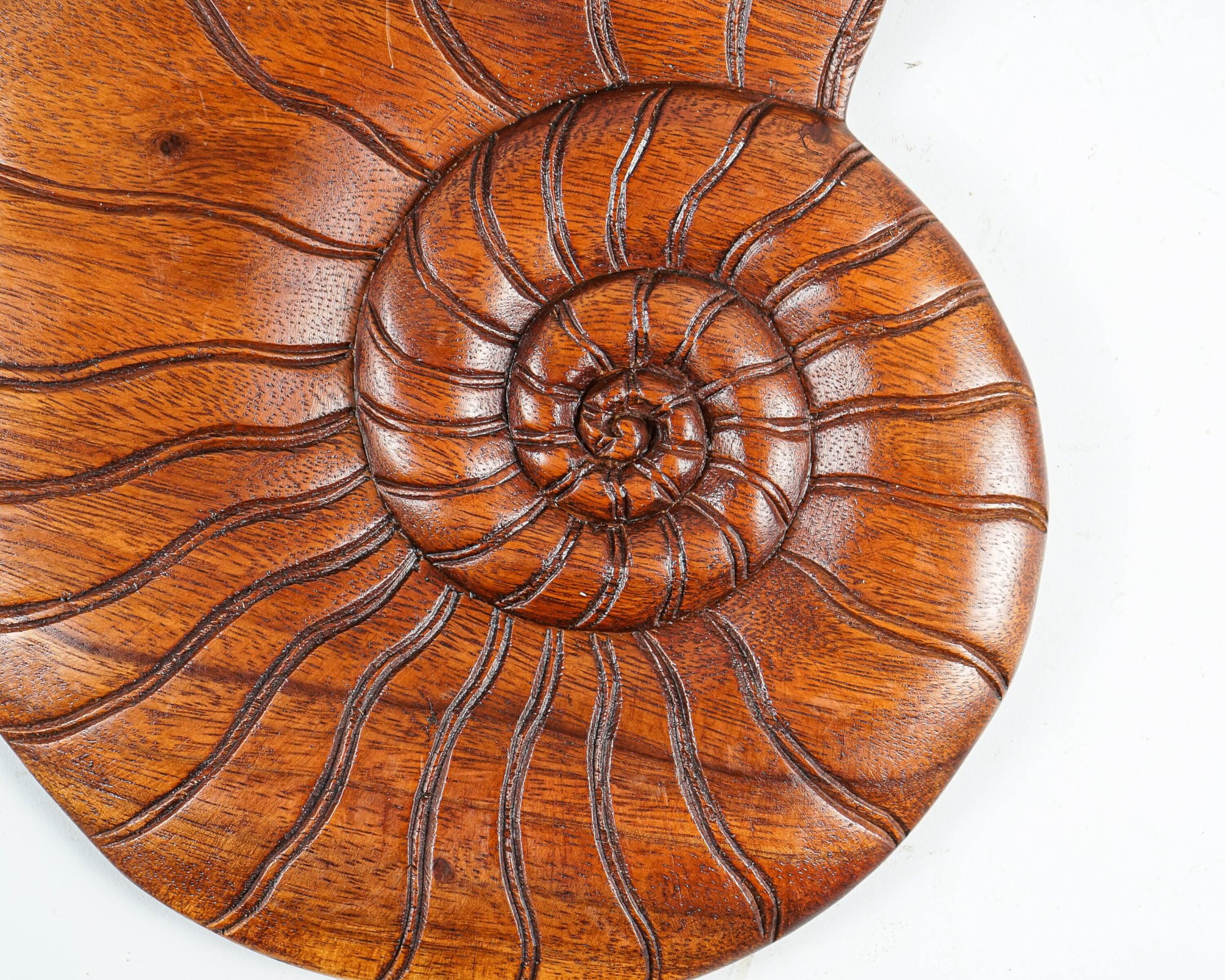 kveer wood,Handcrafted Wooden Nautilus Shell Wall Art – Natural Finish Spiral Shell Design for Home & Office Decor – Eco-Friendly Rustic Wood Wall Hanging