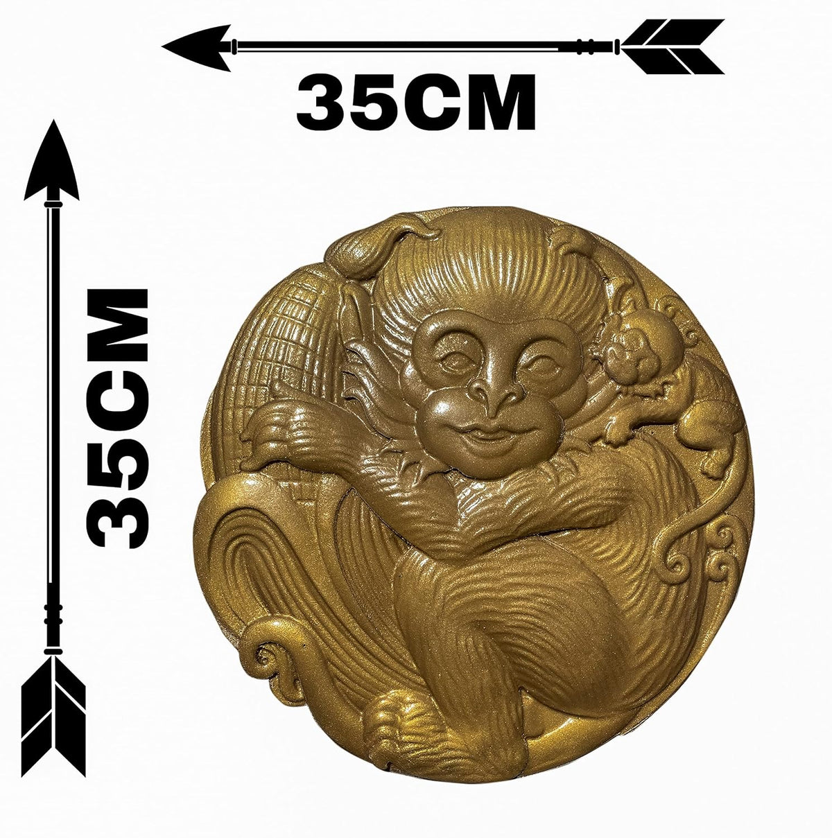 kveer wooden carving monkey, artificial wall art,wood wall decor, golden Colour