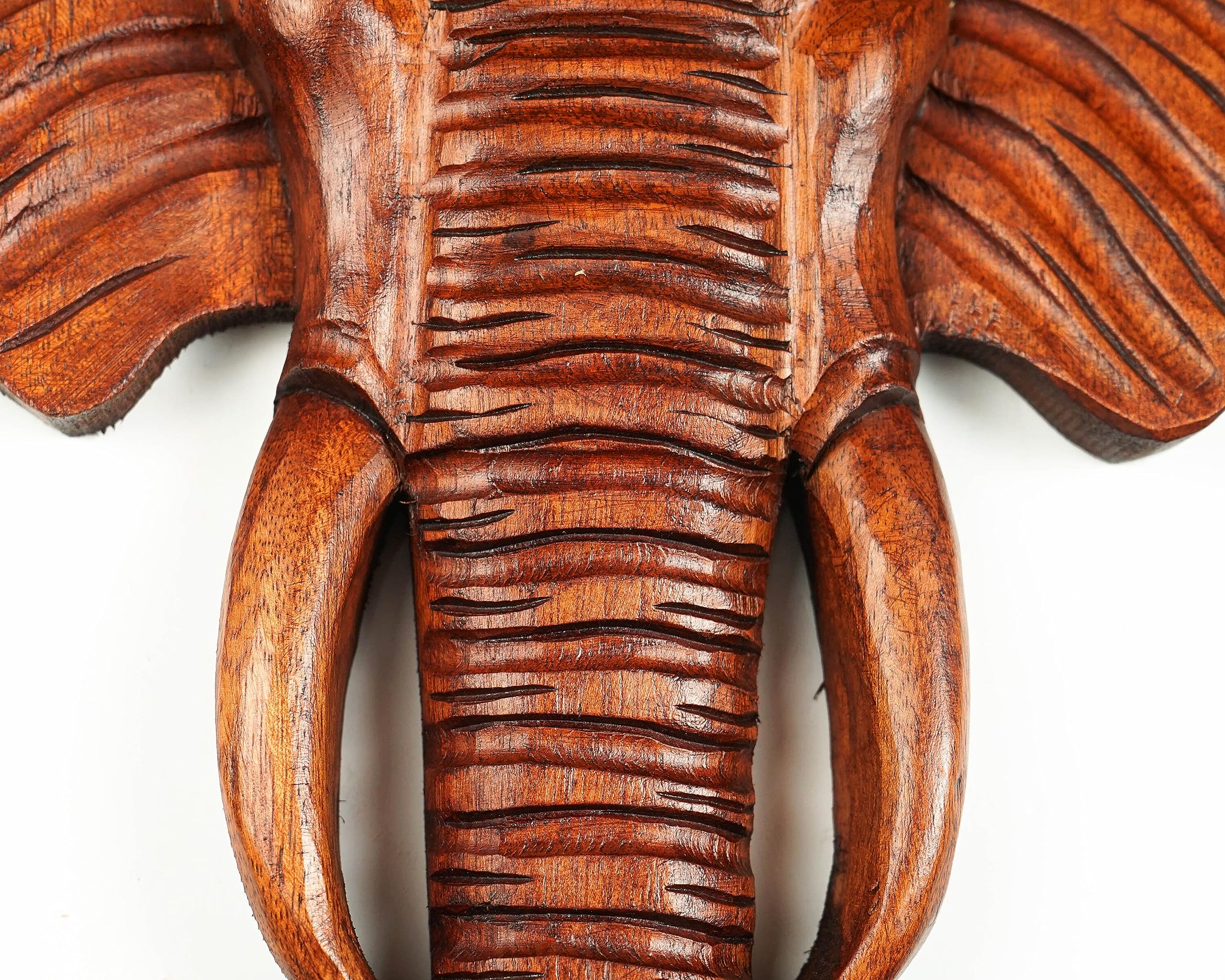 kveer SS Art Solid Wood Elephant Wall Art | Wood Carving | Room Decor | Honey Finish