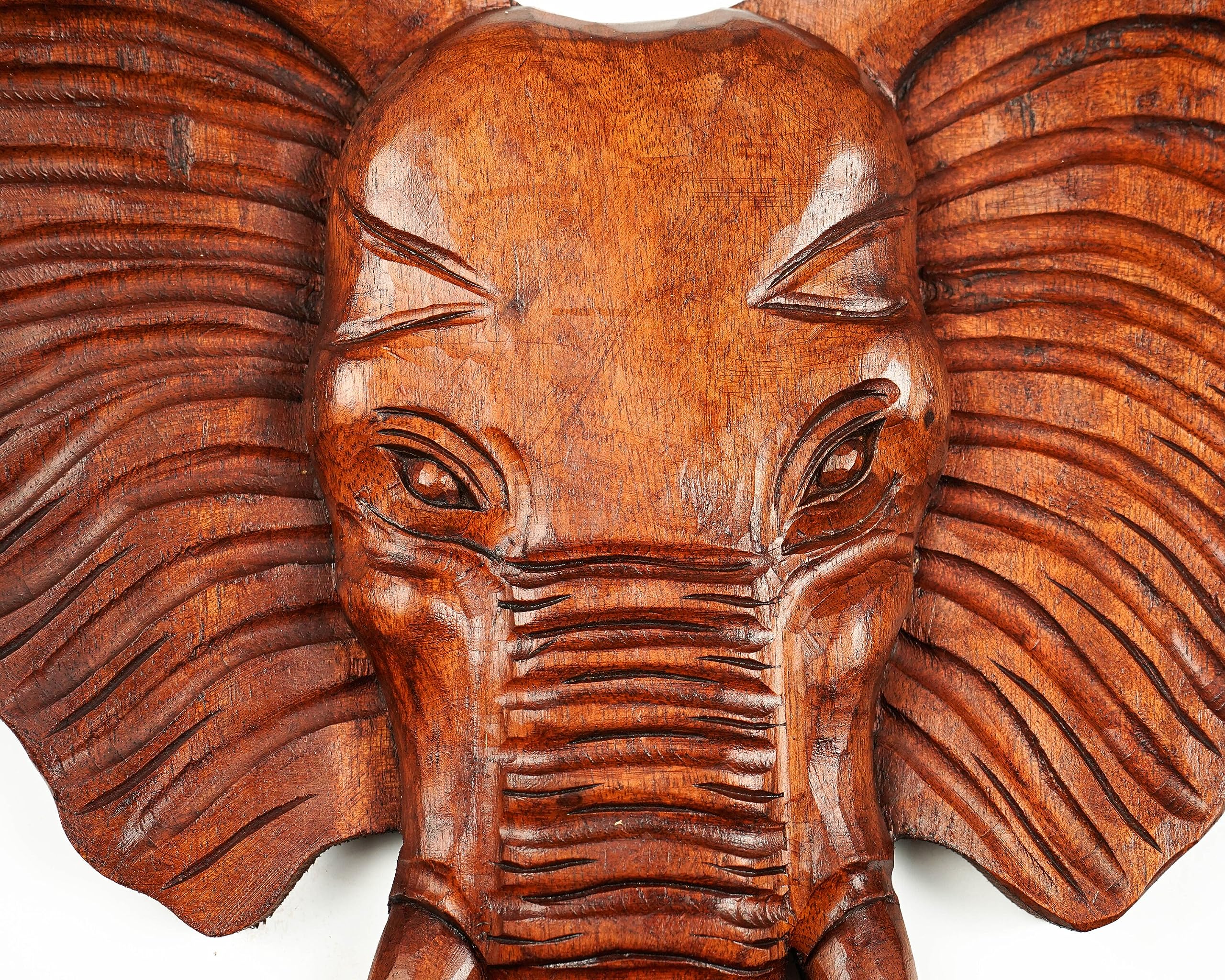 kveer SS Art Solid Wood Elephant Wall Art | Wood Carving | Room Decor | Honey Finish