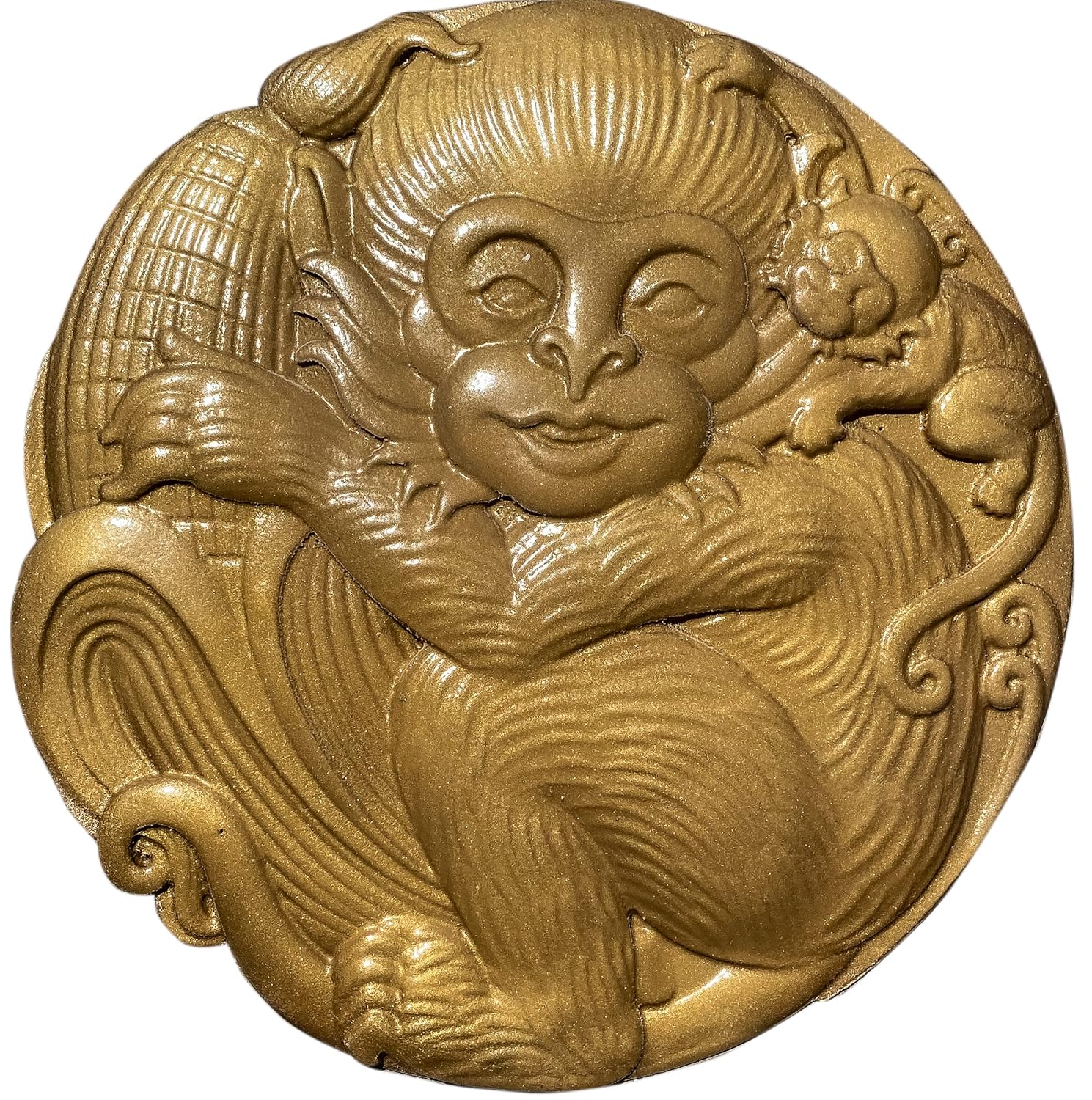 kveer wooden carving monkey, artificial wall art,wood wall decor, golden Colour