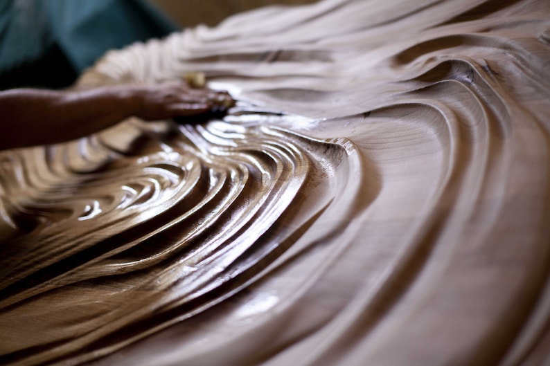 kveer wood Handcrafted Wooden Wall Art Panel, Abstract Wave Design, Modern Rustic Decor