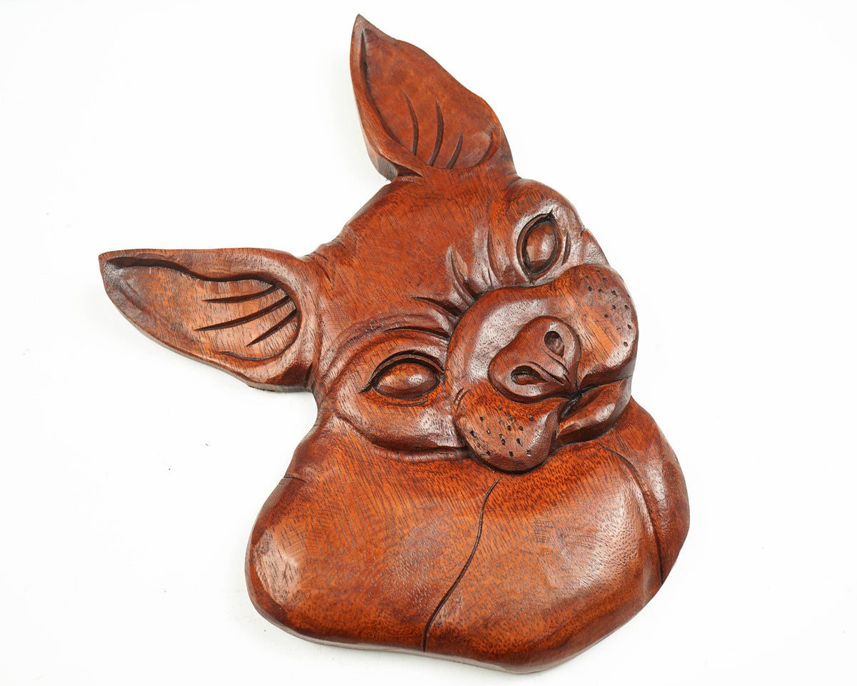 kveer wood Art Solid Wood Dog Wall Art | Wood Carving | Room Decor | Brown