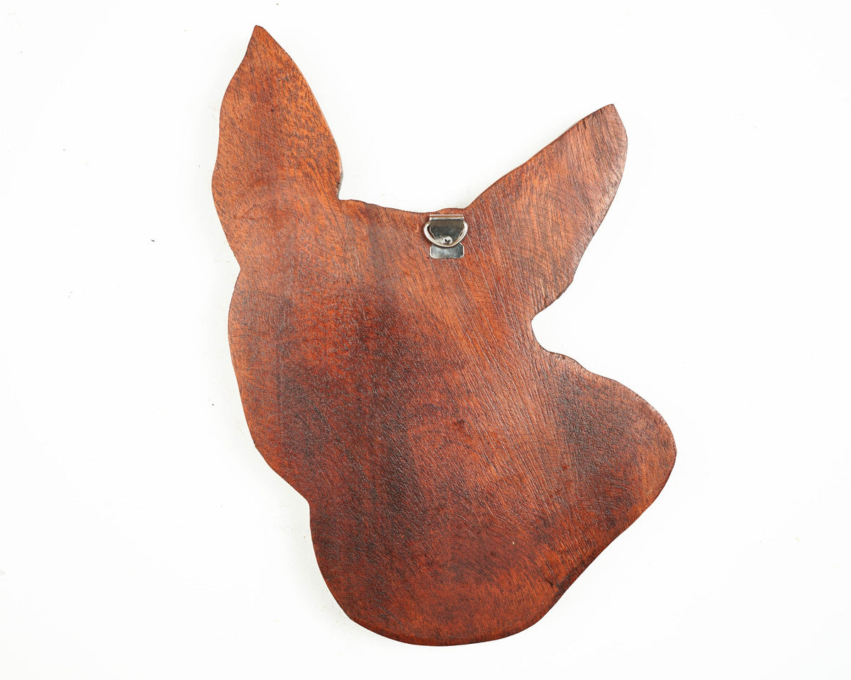 kveer wood Art Solid Wood Dog Wall Art | Wood Carving | Room Decor | Brown