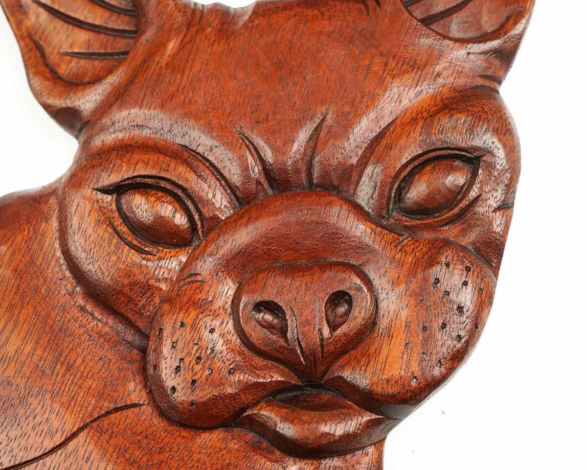 kveer wood Art Solid Wood Dog Wall Art | Wood Carving | Room Decor | Brown