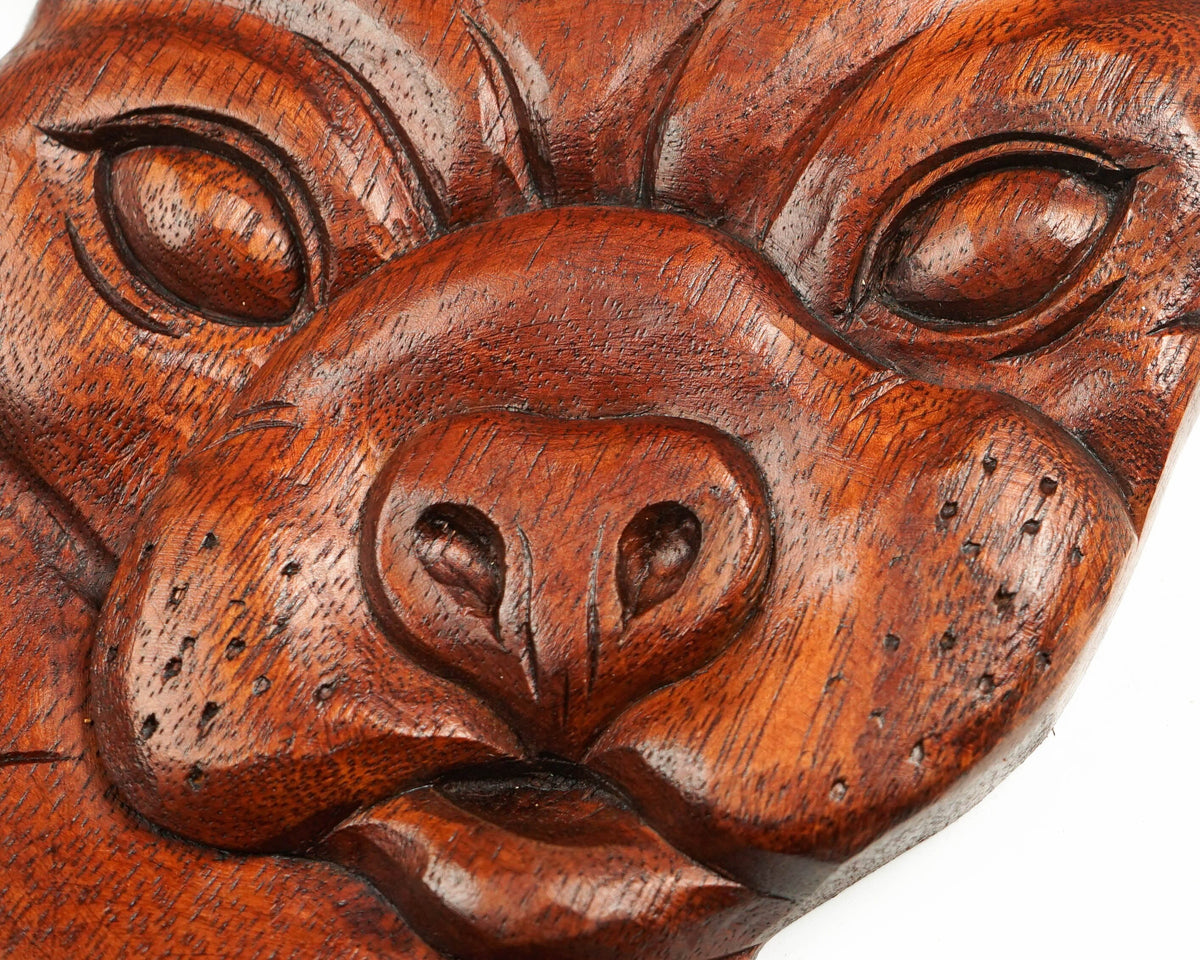kveer wood Art Solid Wood Dog Wall Art | Wood Carving | Room Decor | Brown