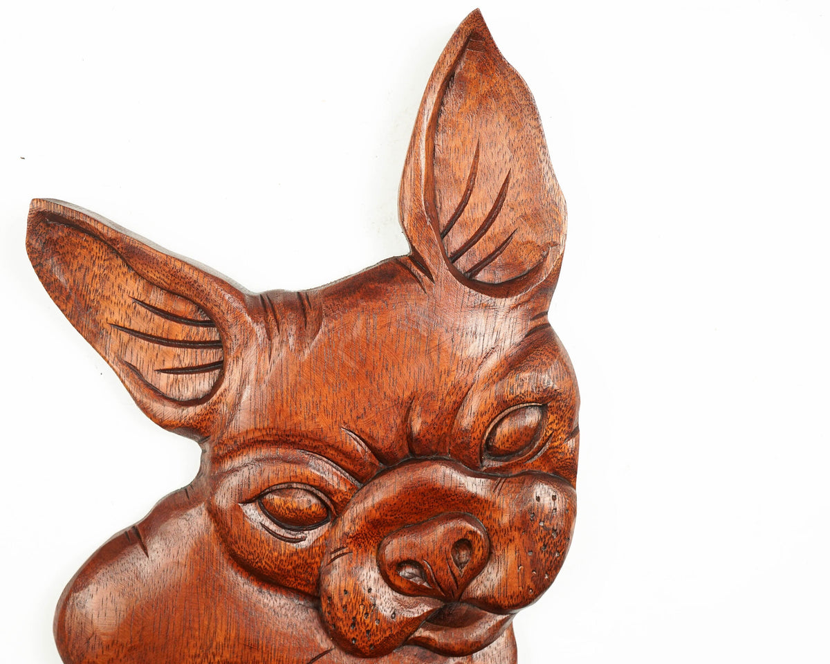 kveer wood Art Solid Wood Dog Wall Art | Wood Carving | Room Decor | Brown