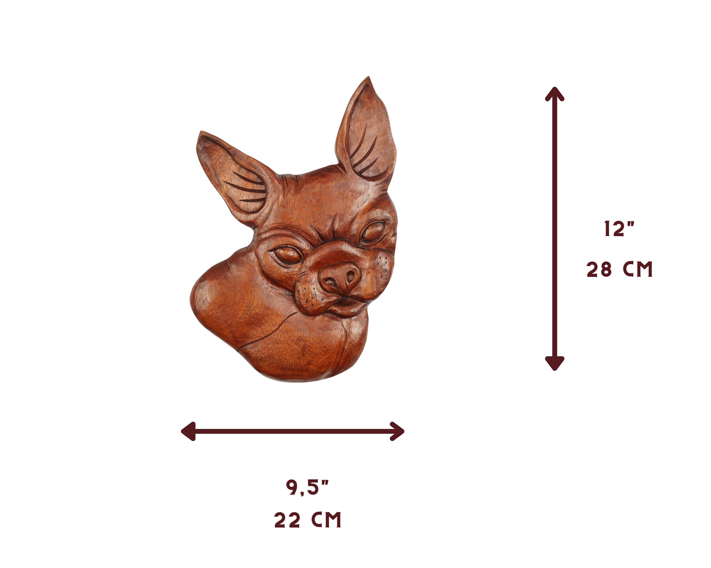kveer wood Art Solid Wood Dog Wall Art | Wood Carving | Room Decor | Brown