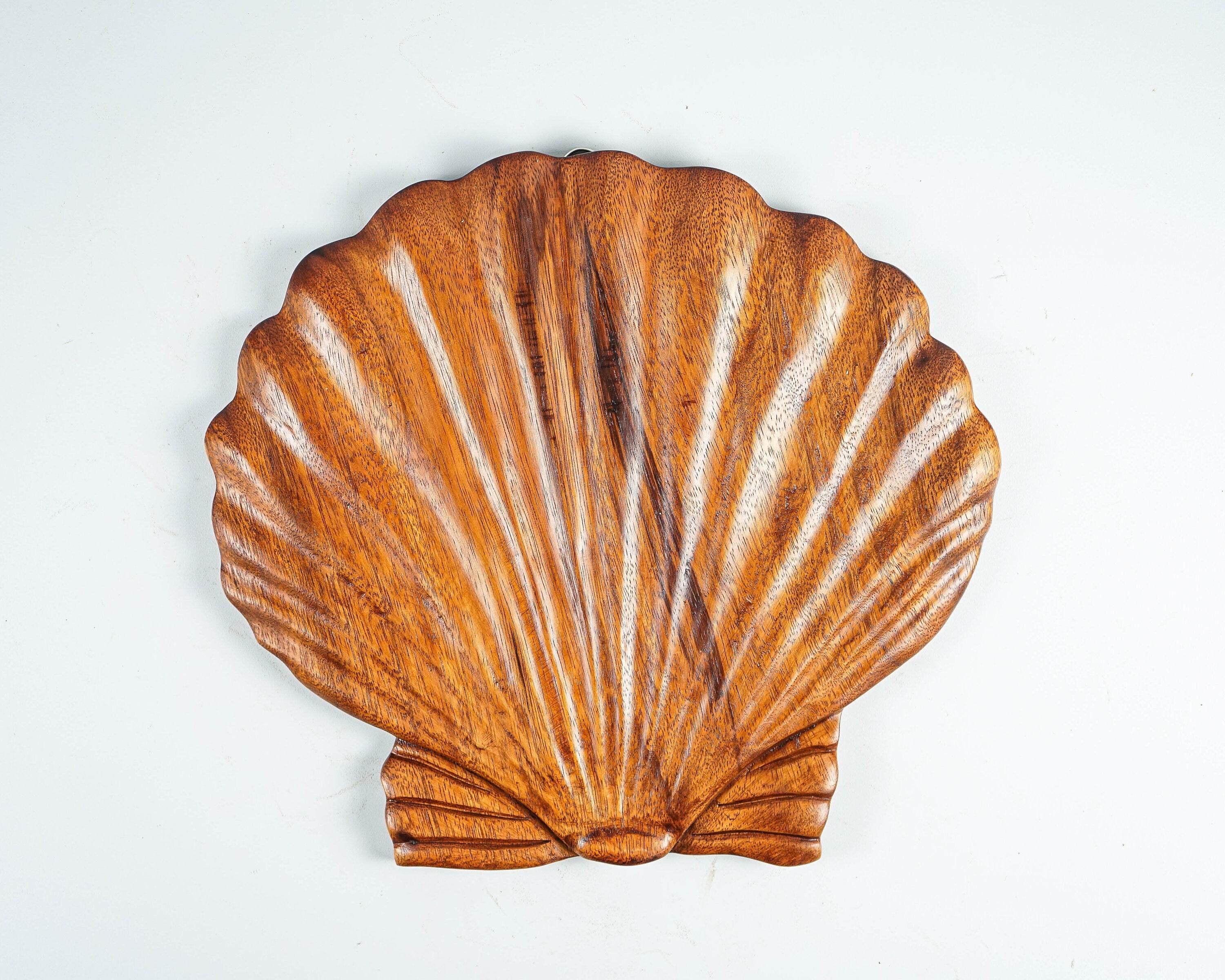 kveer wood Art Solid Wood D Shape Seashell Wall Art | Wood Carving | Room Decor | Honey Finish