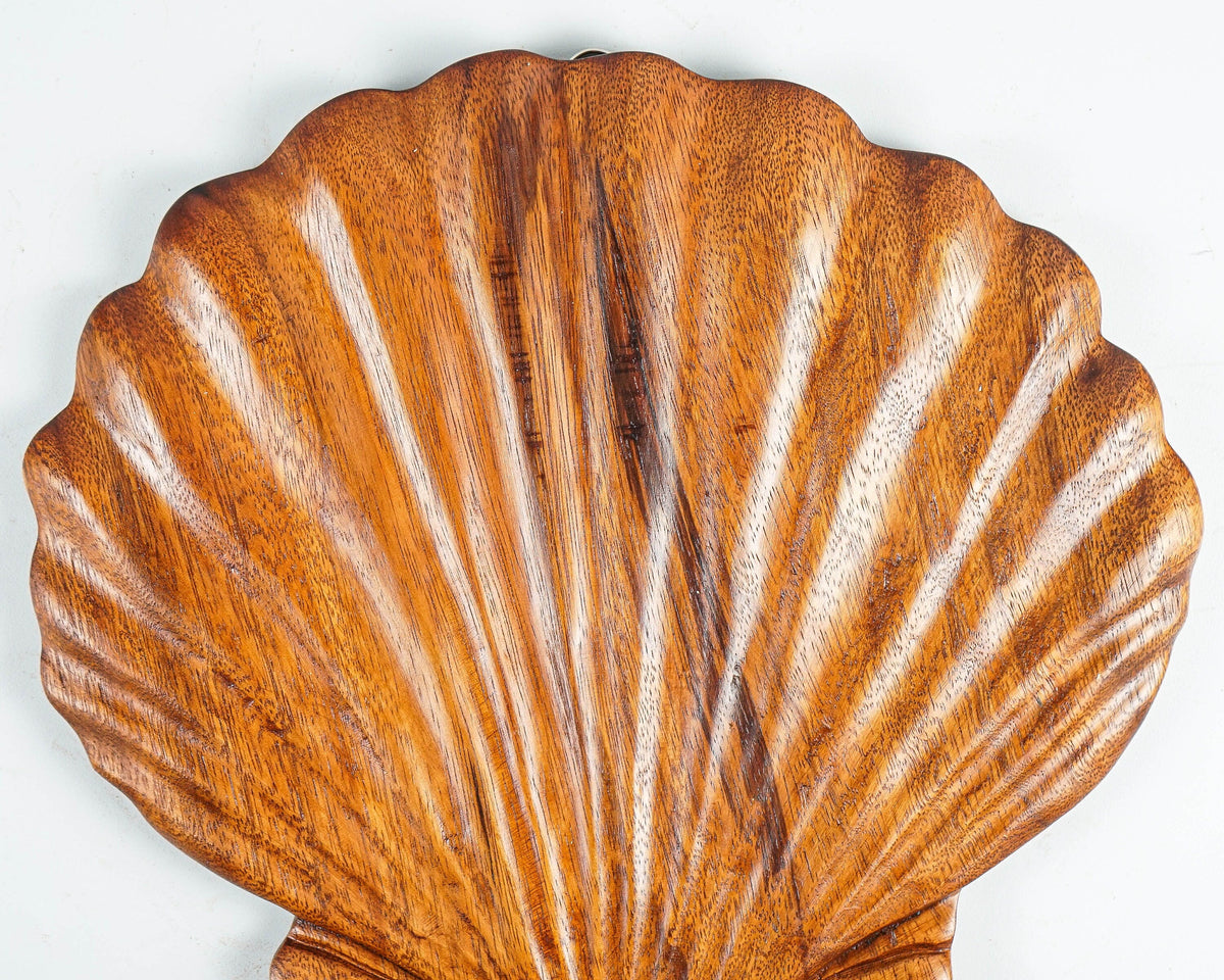 kveer wood Art Solid Wood D Shape Seashell Wall Art | Wood Carving | Room Decor | Honey Finish