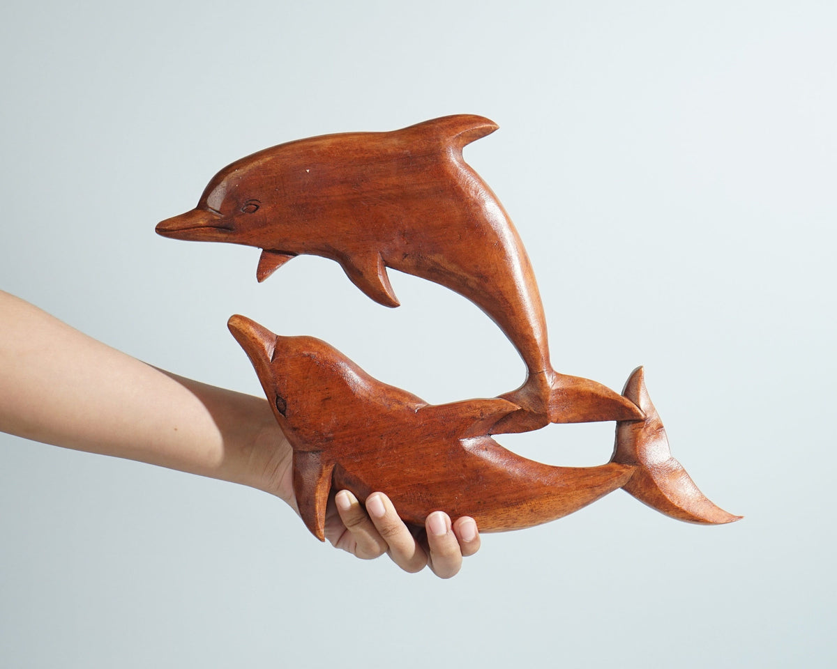 kveer Art Solid Wood Dolphin Wall Art | Wood Carving | Room Decor